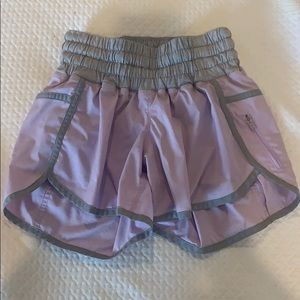 Purple and gray lululemon tracker shorts